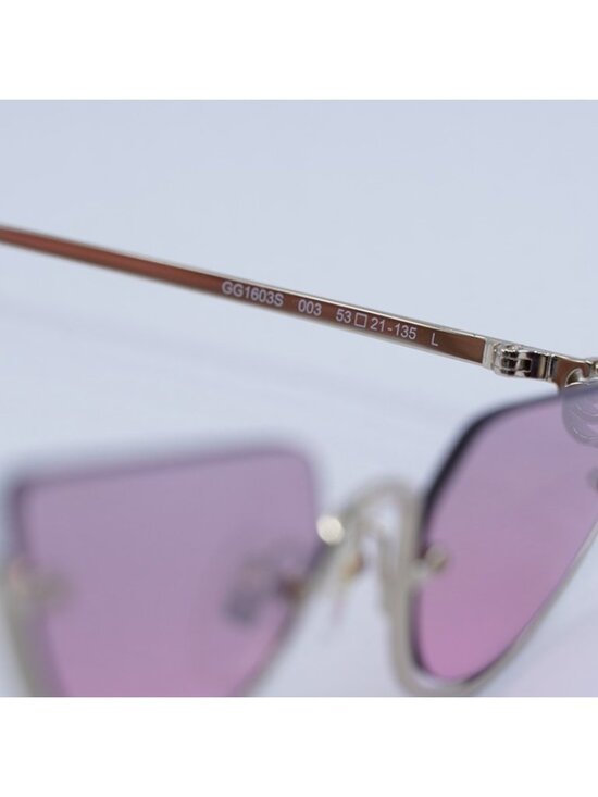 Gucci GG1603S 003 Sunglasses Gold Cat Eye Frame, Mirrored Violet Lenses